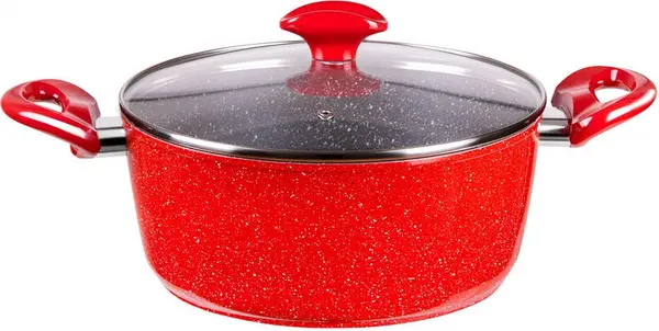 Oală Voltz - V54418A20, cu finisaj de marmură, 2.2 L, 20 cm, roşu