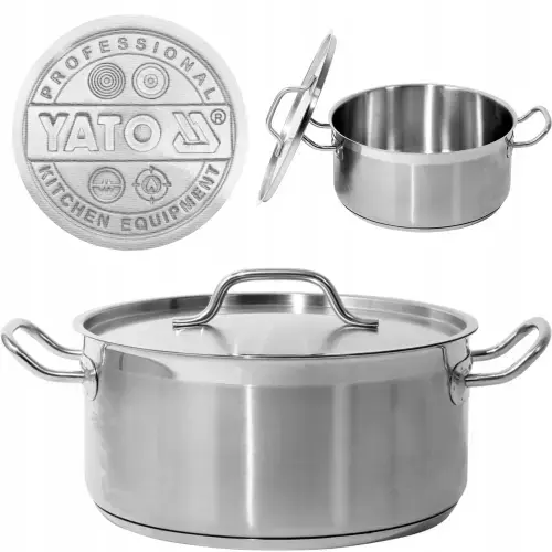 Oala Yato YG-00042 din otel inoxidabil cu capac, 28x13cm, 8L, design profesional