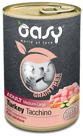 OASY Conservă pentru câini, Medium/Large, Curcan, fără cereale 400g