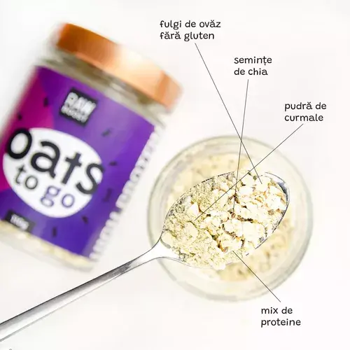 Oats To Go - High Protein - Mix cu Fulgi de Ovăz, Fără Gluten, cu Proteină Vegetală, 110g | Rawboost