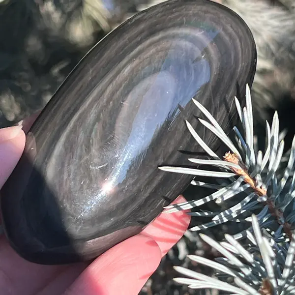 Obsidian argintiu palmstone model 7