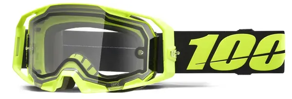 Ochelari atv cross 100% Armatic Enduro Dual Pane, lentila clara, culoare rama galben neon