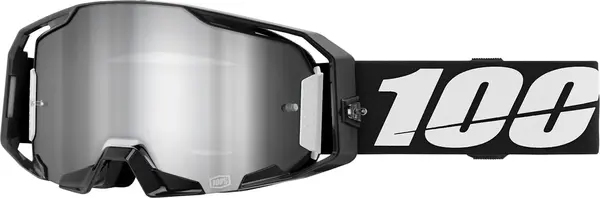 Ochelari cross atv 100% Armatic, lentila oglinda argintie, culoare rama negru