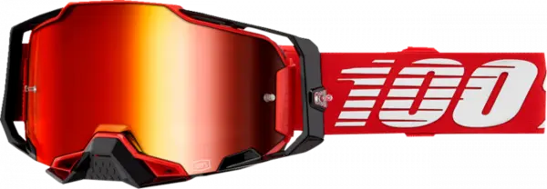 Ochelari cross atv 100% Armega Red, lentila oglinda, culoare rama rosu negru