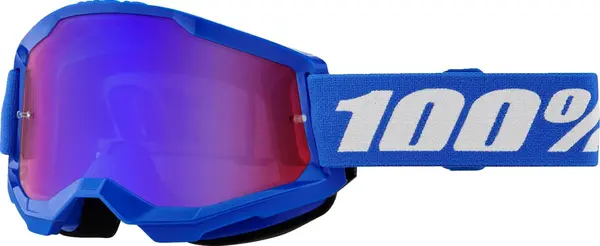 Ochelari cross atv 100% Strata 2, lentila oglinda rosie albastra, culoare rama albastru