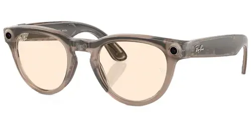 Ochelari de soare Smart Ray-ban META Headliner Shiny Stone RW4009, Wi-Fi 6, Bluetooth, Aparat foto cu filmare, Asistent vocal, 32GB Flash, Meta AI integrat, Lentile Galbene (Gri/Verde)