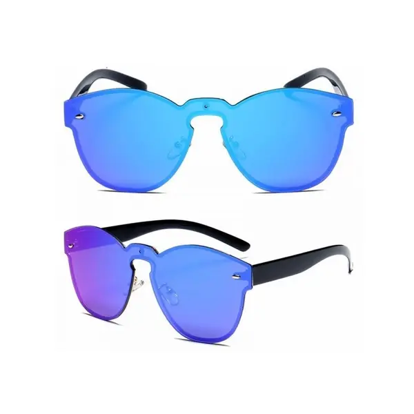 Ochelari de Soare, Zamo, Buzios Azul, Protectie UV400, Model Cateye, Rame Negre, Lentile Albastre