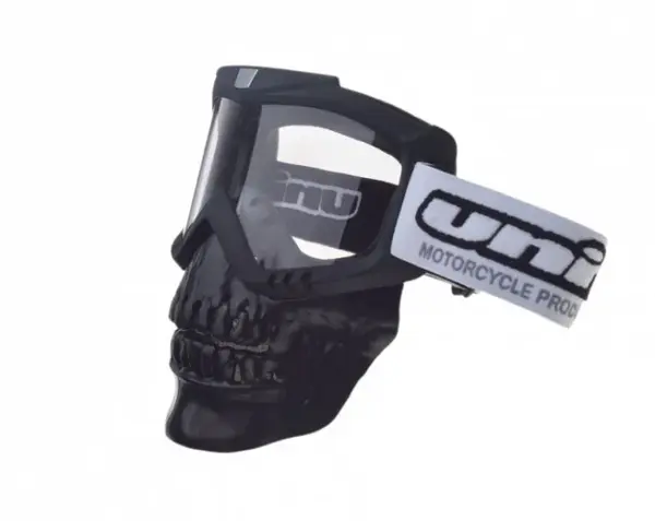 Ochelari motocross atv enduro Unit, model masca craniu, culoare rama negru, lentila transparenta