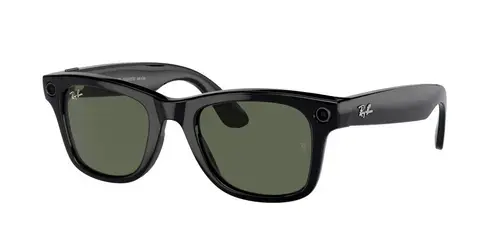 Ochelari Smart Ray-ban META Wayfarer Shiny RW4006 601/71 50, Wi-Fi 6, Bluetooth, Aparat foto cu filmare, Asistent vocal, 32GB Flash, Rama lucioasa, Lentile G15 Verzi (Negru)