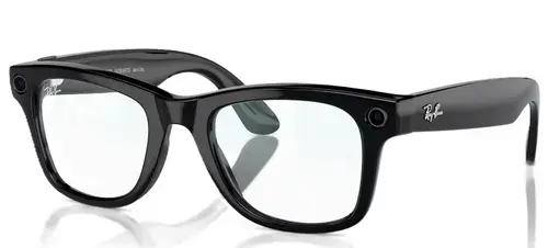 Ochelari Smart Ray-ban META WAYFARER Shiny, Wi-Fi 6, Bluetooth, Aparat foto cu filmare, Asistent vocal, 32GB Flash, Lentile Transparente (Negru)