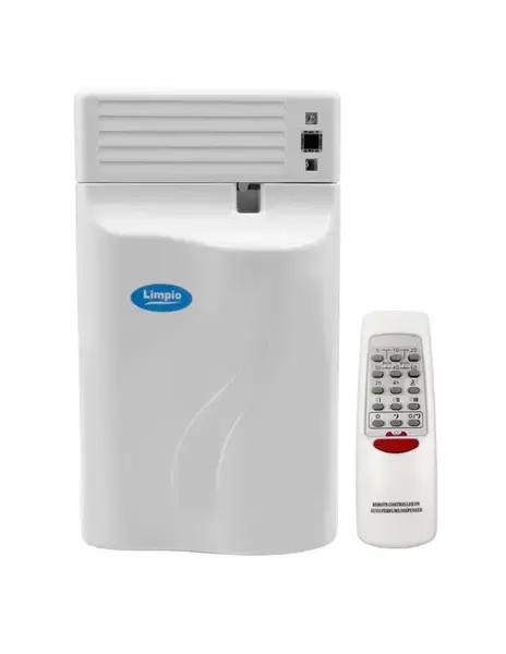 Odorizant cu telecomanda Limpio PD 188B, Reglaj pulverizare, Senzor lumina, Sistem antifurt (Alb)