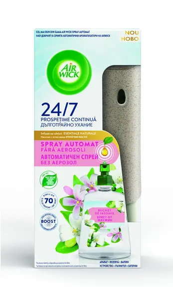 Odorizant de camera kit spray automat fara aerosoli Air Wick, Buchet de Iasomie, 228ml