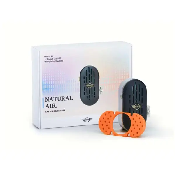 Odorizant original MINI - Natural Air - Starter Kit, finisaj negru-argintiu
