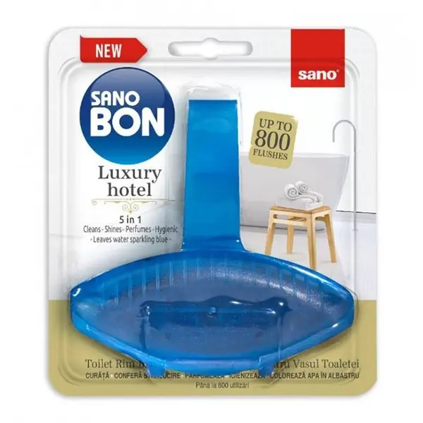 Odorizant Toaleta Solid Sano Bon 5 in 1 Luxury Hotel, Blue, 800 Utilizari, 55 g