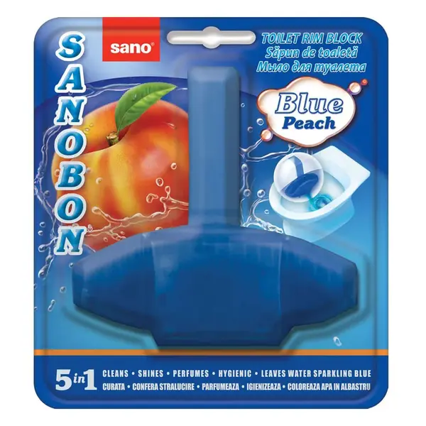Odorizant vas toaleta Sano Bon Blue Peach 5 in 1 parfum piersica 55 g Odorizant vas toaleta Sano Bon Blue Peach 5 in 1 55 g