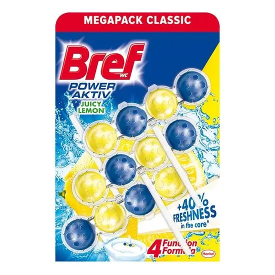 Odorizant wc baie Bref Power Aktiv Lemon, 3x50 g Engros