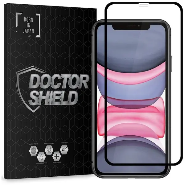 OEM Folie Sticla Dr.Shield, Compatibil Apple iPhone 11, Full Glue, Protectie Profesionala Ecran 3D, Full Cover- Negru