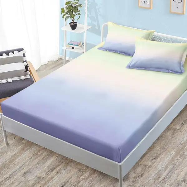 (OFERTA 3 la 159 Lei) Cearsaf cu elastic, FINET, 180x200cm, 2 fete de perne 50x70cm, Lila, degrade