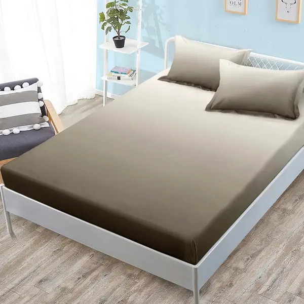 (OFERTA 3 la 159 Lei) Cearsaf cu elastic, FINET, 180x200cm, 2 fete de perne 50x70cm, Maro, degrade