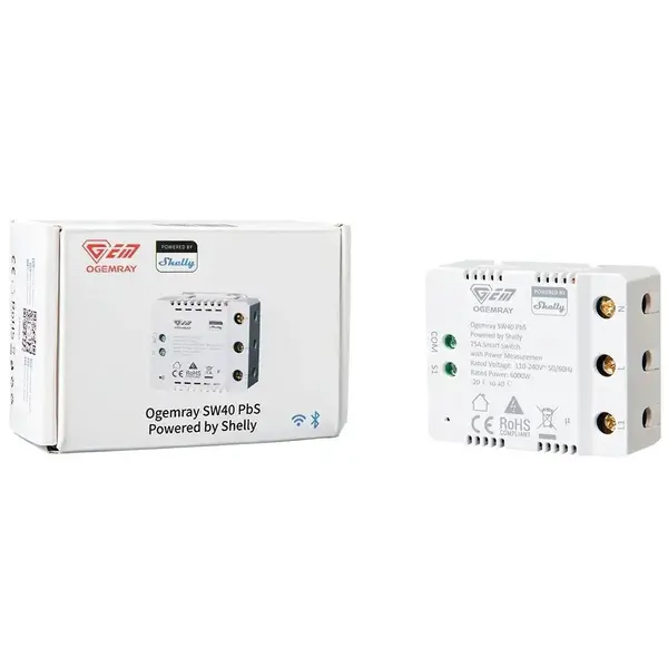 Ogemray Smart Relay 25A Control inteligent pentru consumatori mari, cu functii complete Shelly 3800238070885