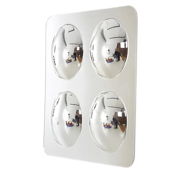 Oglinda acrilica mare cu 4 cupole convexe, TickiT silver