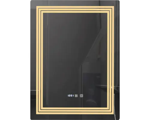 Oglinda baie cu iluminare LED 3 culori, intrerupator Touch, ceas, functie dezaburire, Belform Cronos 60x80 cm IP44