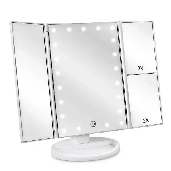 Oglinda cosmetica LED extensibila, buton tactil