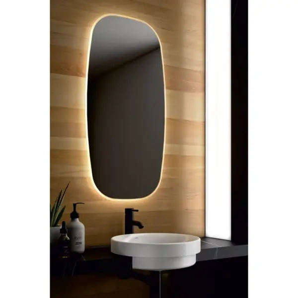Oglinda cu iluminare Led Gala Eire 90x45 cm cu margine neagra, 20W, 5700 K