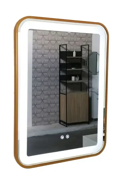 Oglinda cu iluminare LED si functie dezaburire, MD4, rama aurie, 60x80 cm