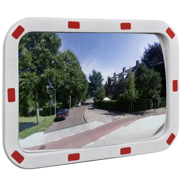 Oglinda de trafic convexa dreptunghiulara, 40 x 60 cm, cu reflectoare