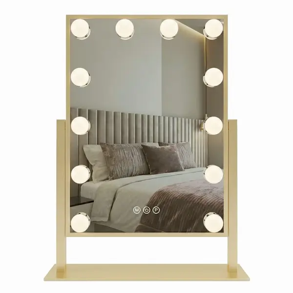 Oglindă LED HOLLYWOOD L.Gold 30x40