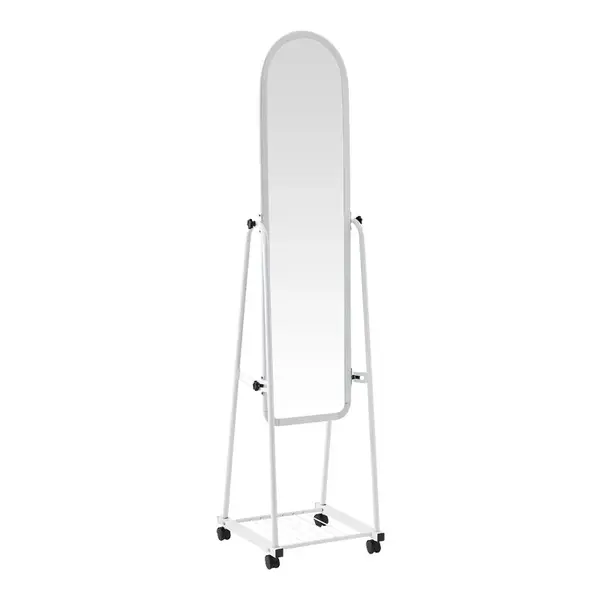 Oglinda pe roti cu raft Lomna, Negru, metal/, 38x37x160 cm