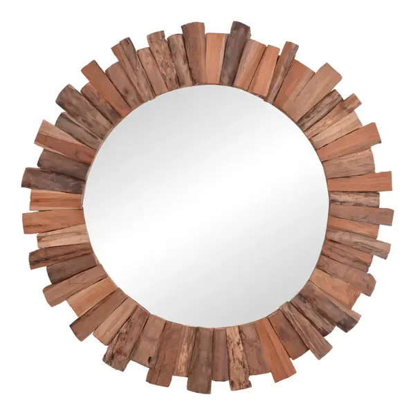 Oglinda Rounder lemn de tec, Natural, 100x100 cm