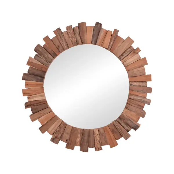 Oglinda Rounder lemn de tec, Natural, 80x80 cm