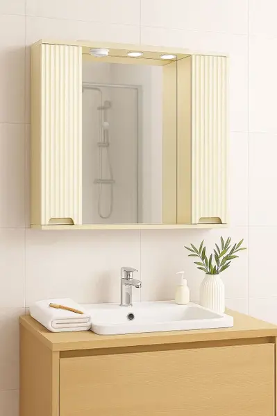 Oglinda seria 033, front MDF, crem, 80x71 cm