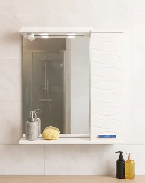 Oglinda seria 144, front MDF, montata, alb, 65x71 cm