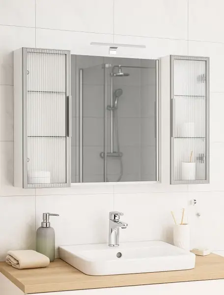 Oglinda seria 758, montata, alb, 100x68 cm