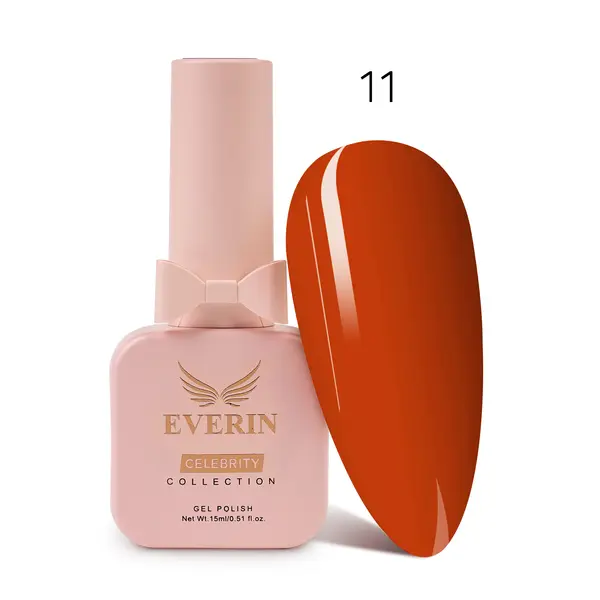 Oja Semipermanentă Everin Celebrity 15 ml – 11 Orange Flame | Luciu Intens & Rezistență