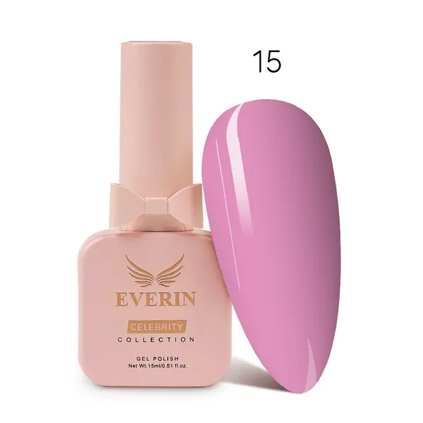 Oja Semipermanentă Everin Celebrity 15 ml – 15 Pastel Pink | Luciu Intens & Rezistență