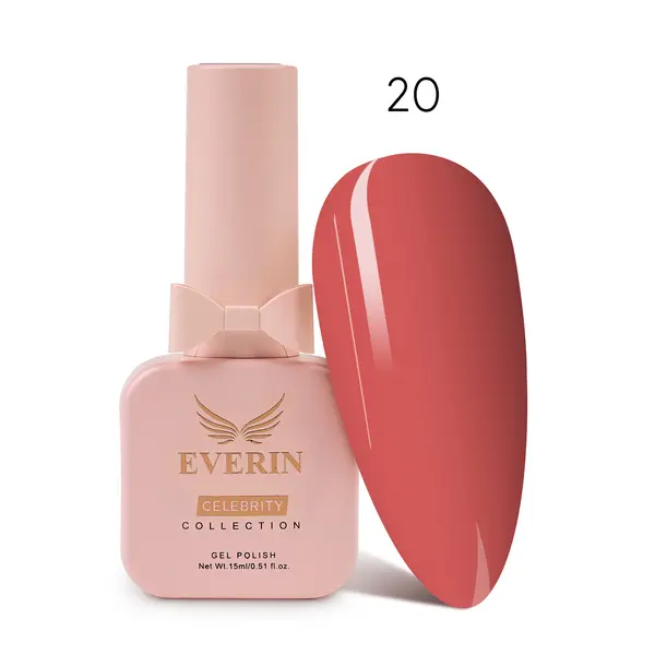 Oja Semipermanentă Everin Celebrity 15 ml – 20 Coral Seduction | Luciu Intens & Rezistență