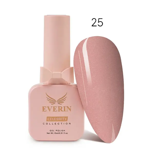 Oja Semipermanentă Everin Celebrity 15 ml – 25 Shimmer Nude Glow | Luciu Intens & Rezistență