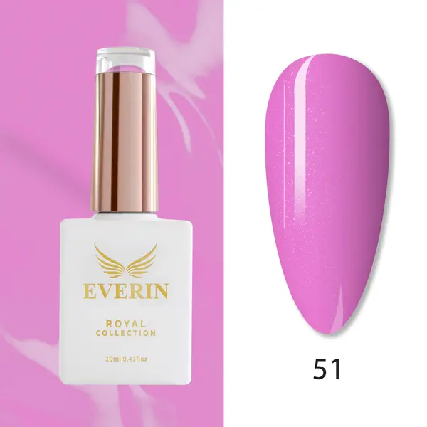 Oja Semipermanentă Everin Royal Collection 10 ml – 51 Royal Pink Sparkle | Roz cu Sclipici
