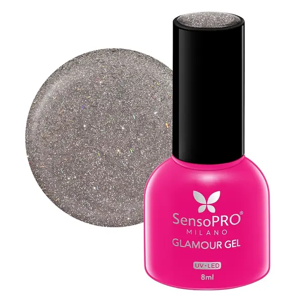 Oja Semipermanenta Glamour Gel SensoPRO Milano 8ml, Platinum Dust #110