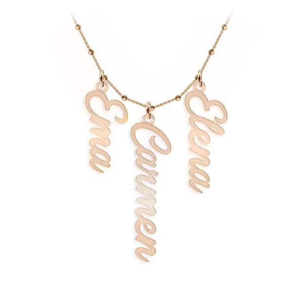 Olelo - Colier bile argint 925 placat cu aur roz personalizat cu nume