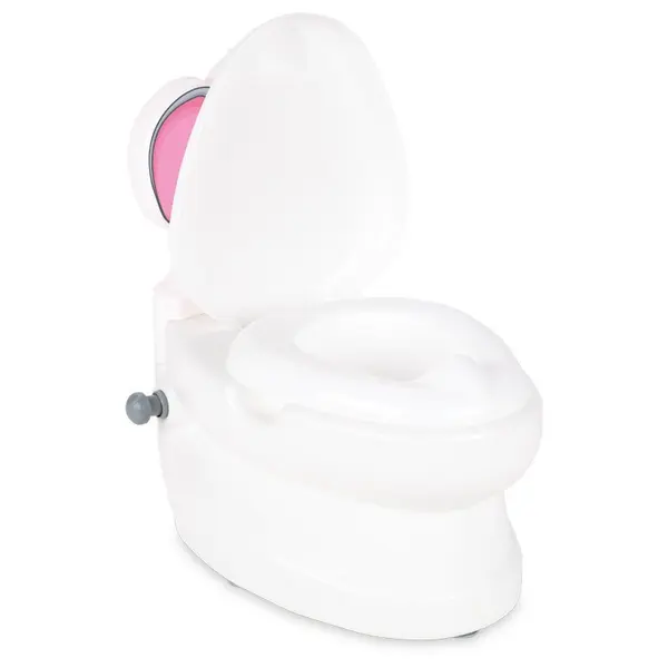 Olita educationala muzicala Pilsan Elefantel cu baza antialunecare,suport hartie igienica si vas colectare detasabil,design ergonomic,cutie muzicala iluminata cu efect de sunet sifon