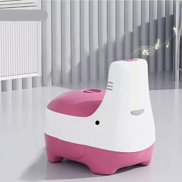 Olita Little Mom Elephant Pink cu sunete, margini rotunjite, baza stabila, vas colector detasabil, greutate sustinuta 60 kg, varsta recomandata 1 an+