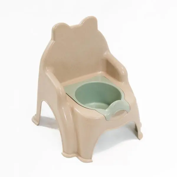 Olita pentru copii Doloni BeigeBrown Tiger, design robust, cu spatar inalt, cotiere si vas colector detasabil, dimensiune 38 x 29 x 30 cm