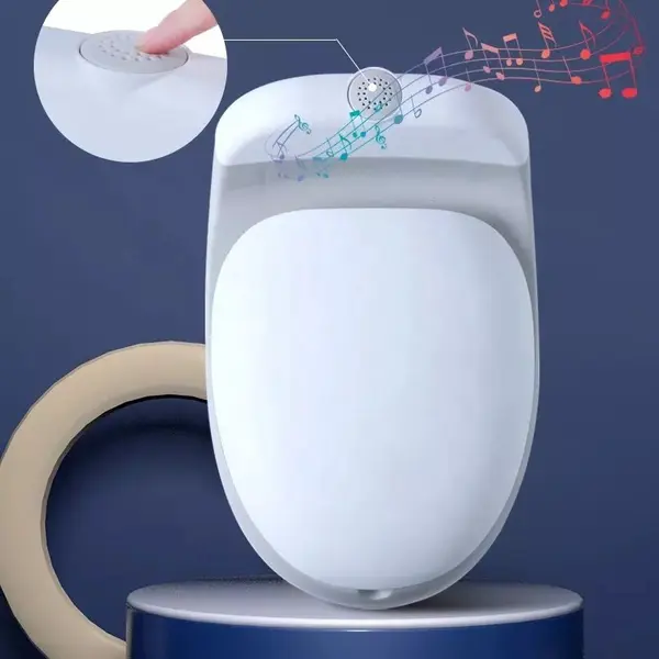 Olita pentru copii Little Mom Blue Toilet, model educativ si muzical, cu design realist, colac moale din spuma PU, capac rabatabil si vas colector detasabil, dimensiune 40 x 28 x 30 cm