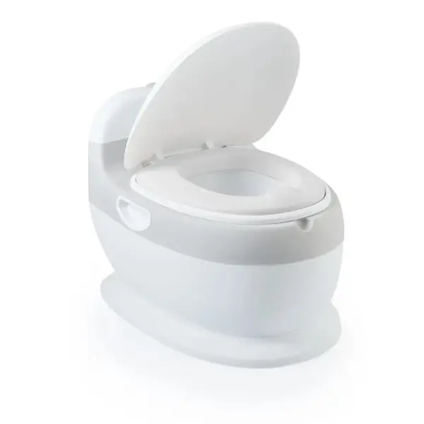 Olita pentru copii Little Mom Red Toilet, model educativ si muzical, cu design realist, colac moale din spuma PU, capac rabatabil si vas colector detasabil, dimensiune 40 x 28 x 30 cm