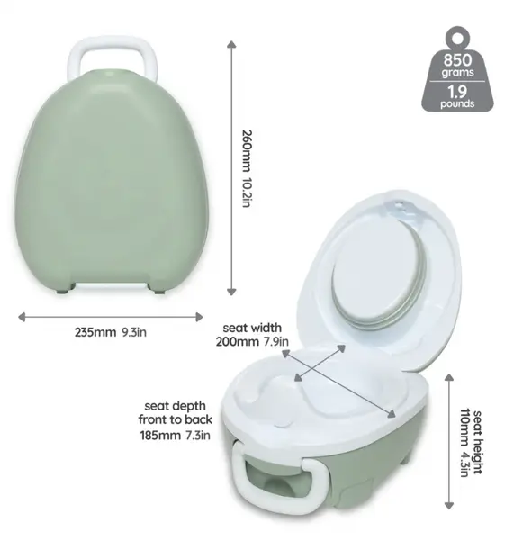 Olita portabila cu capac si maner My Carry Potty Verde pal